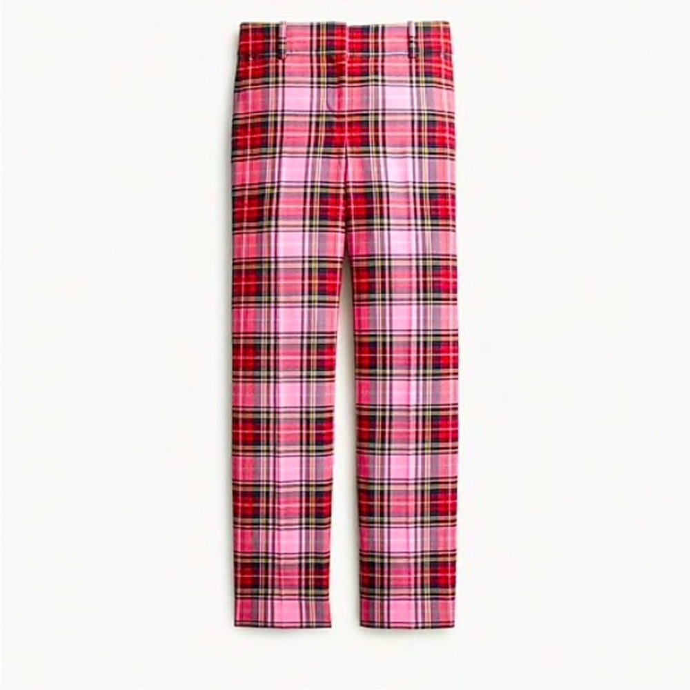 New! J.CREW Cameron Parke Tartan pink Plaid Pants Trousers Size 6 small - Picture 6 of 13